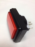rectangular black and red button